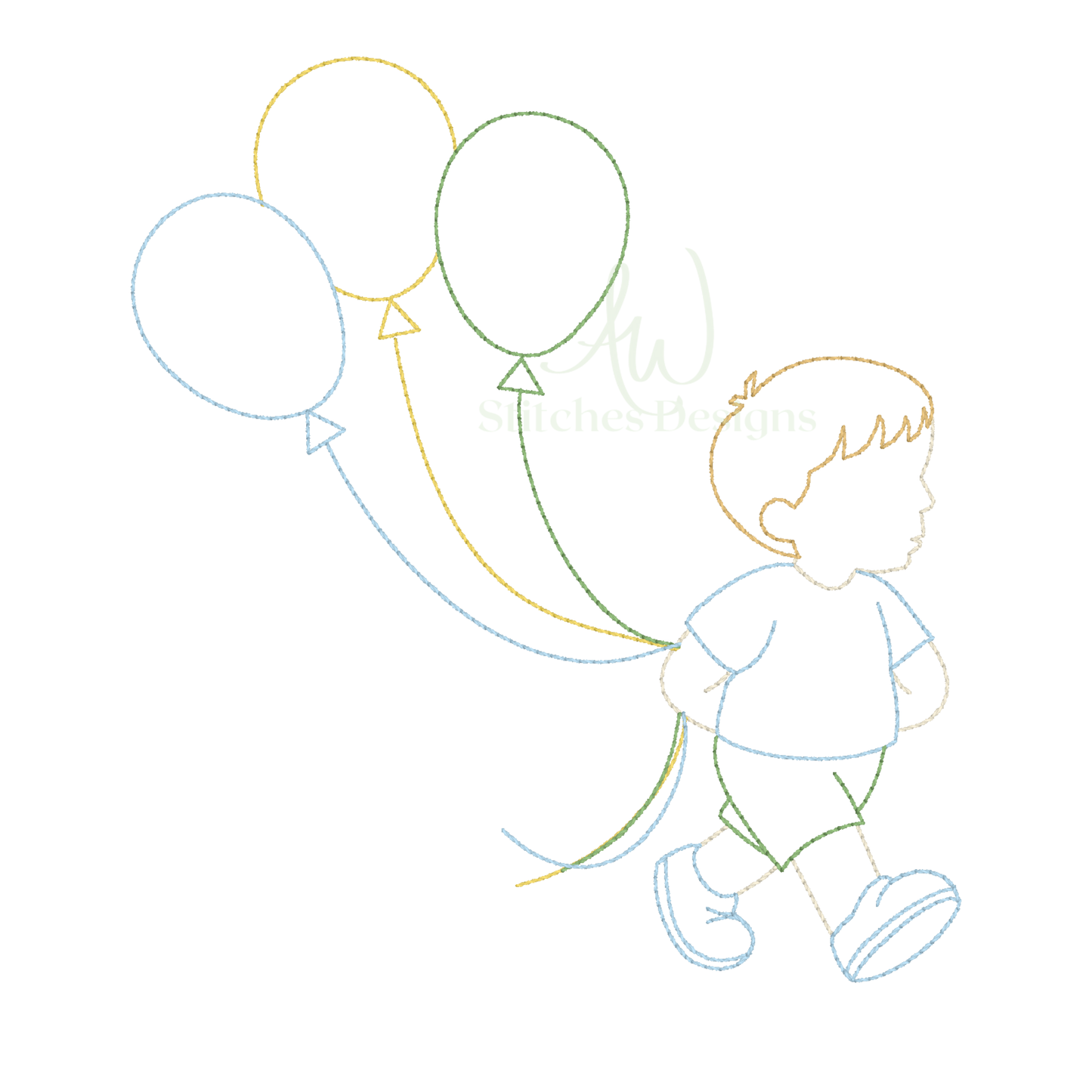 Birthday Boy Vintage Stitch Embroidery Design