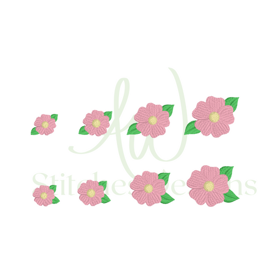 Bitty bloom mini satin stitch flower embroidery design file