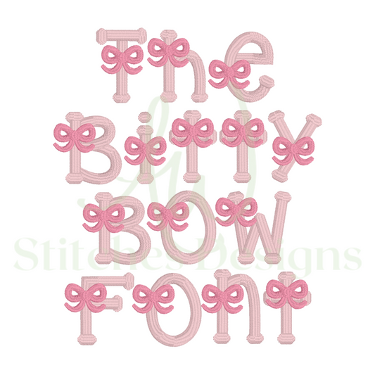 The bitty bow satin stitch font