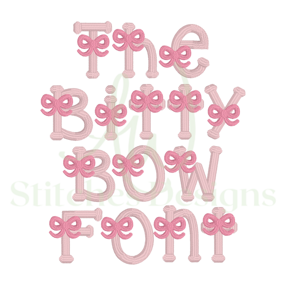 The bitty bow satin stitch font & the playful print satin font BUNDLE ...