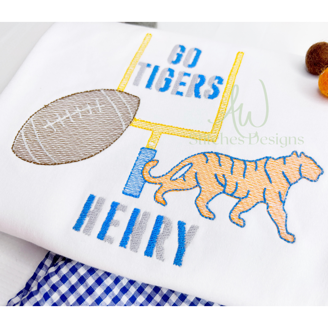 Tiger Football Sketch Stitch Embroidery Design