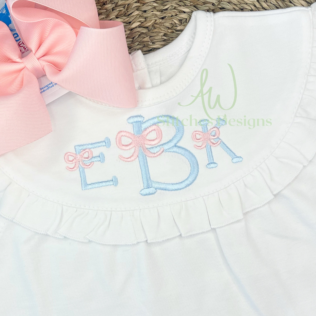 The bitty bow satin stitch font