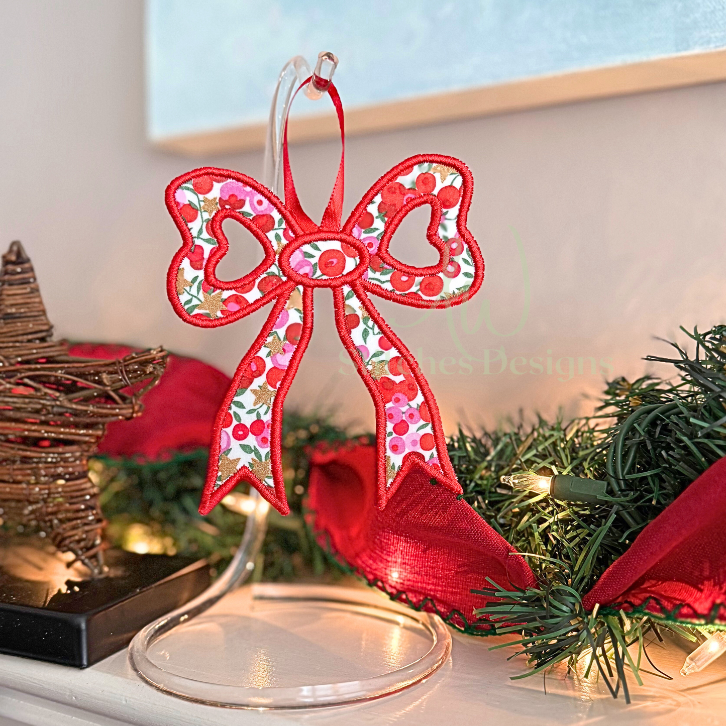 In The Hoop Satin Bow Applique Embroidery Design