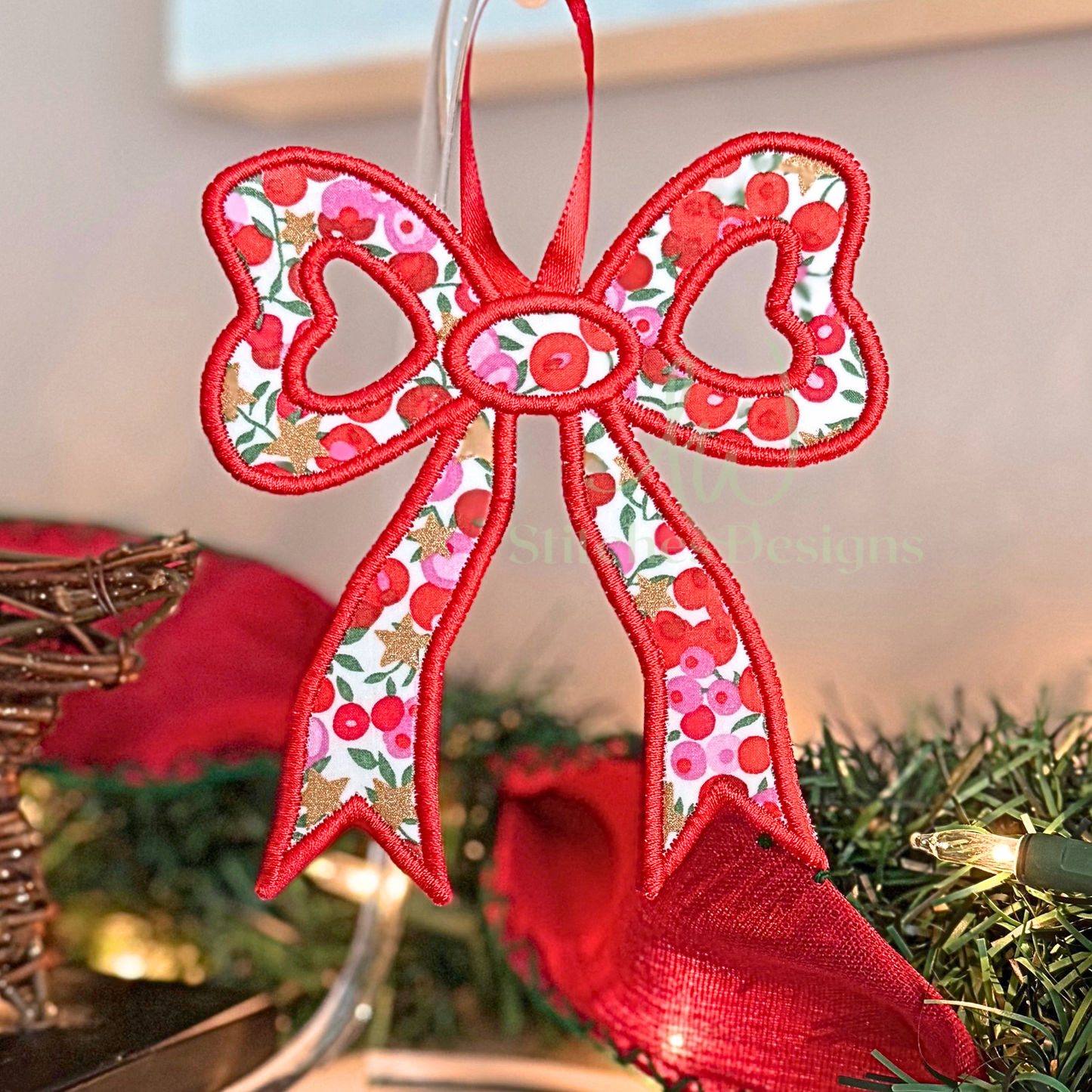 In The Hoop Satin Bow Applique Embroidery Design