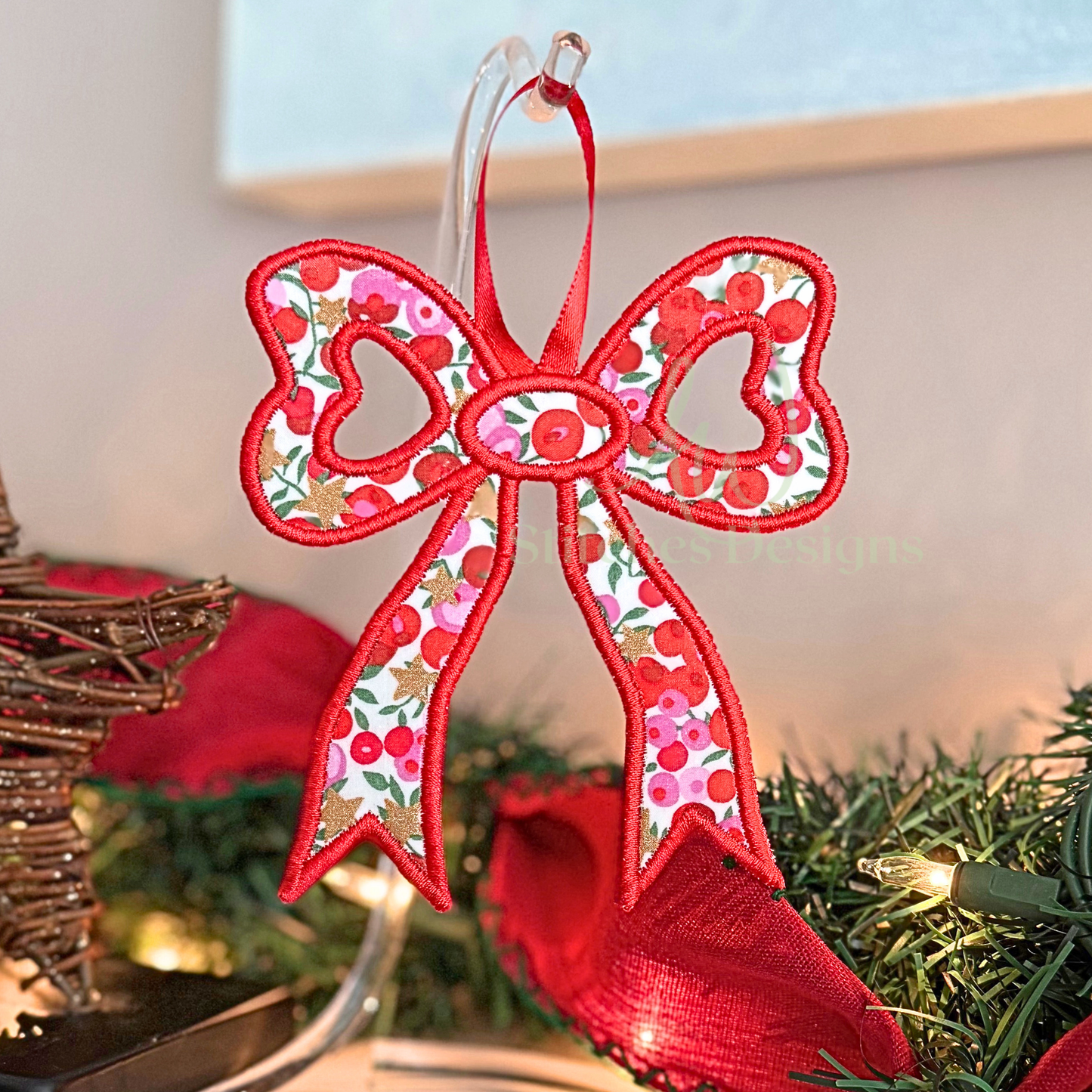 In The Hoop Satin Bow Applique Embroidery Design