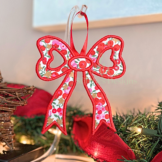 In The Hoop Satin Bow Applique Embroidery Design