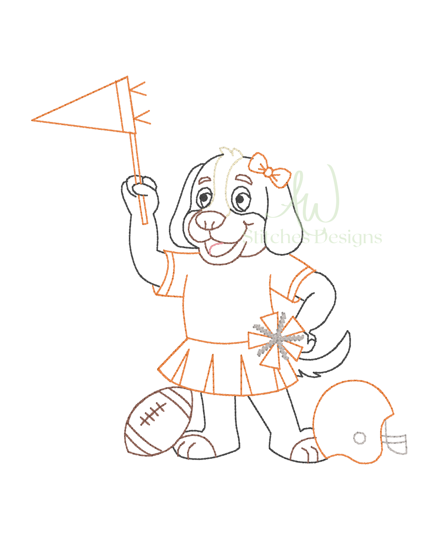 Tennessee Football Bow Vintage Stitch Embroidery Design