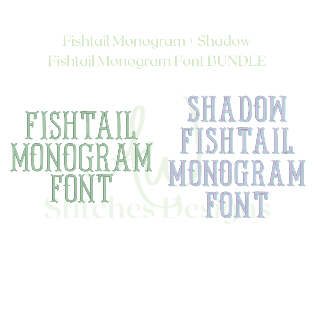 Shadow fishtail satin stitch monogram font & fishtail satin stitch mon ...