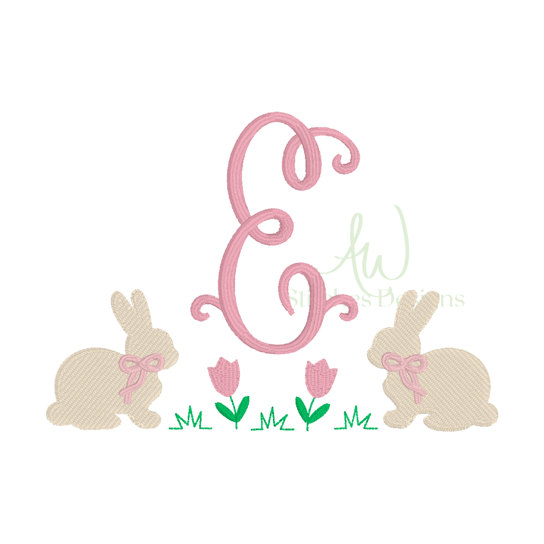 Bunny with Bow Monogram Frame