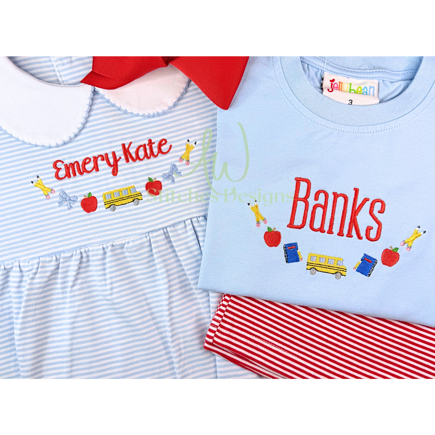 School bus name embroidery frame