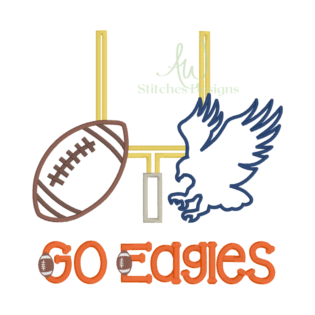 Eagle Football Game Day Football satin stitch machine embroidery design file