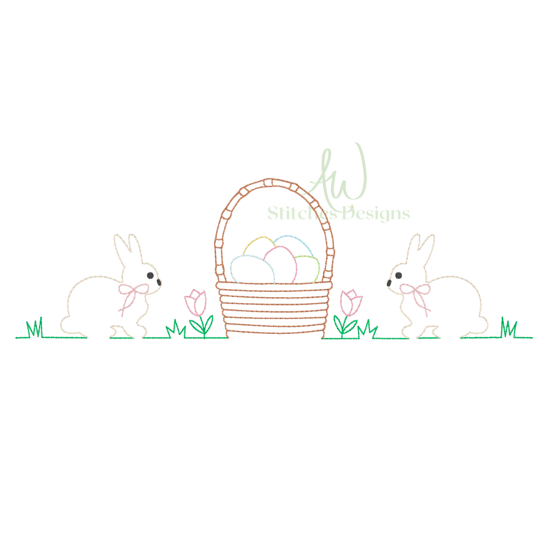 Easter Basket Trio with Bow Line Design