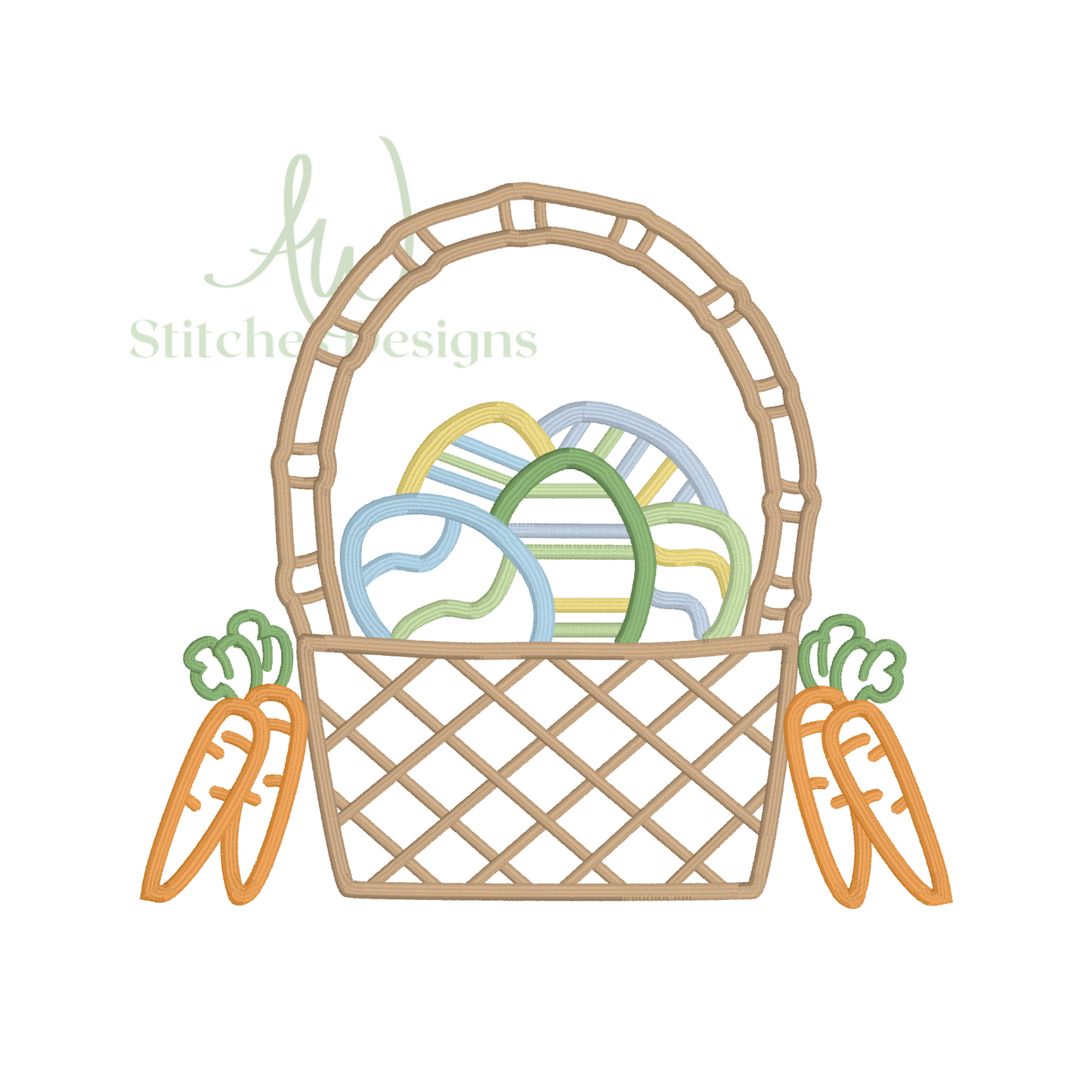 Easter Basket Satin Stitch Embroidery Design File