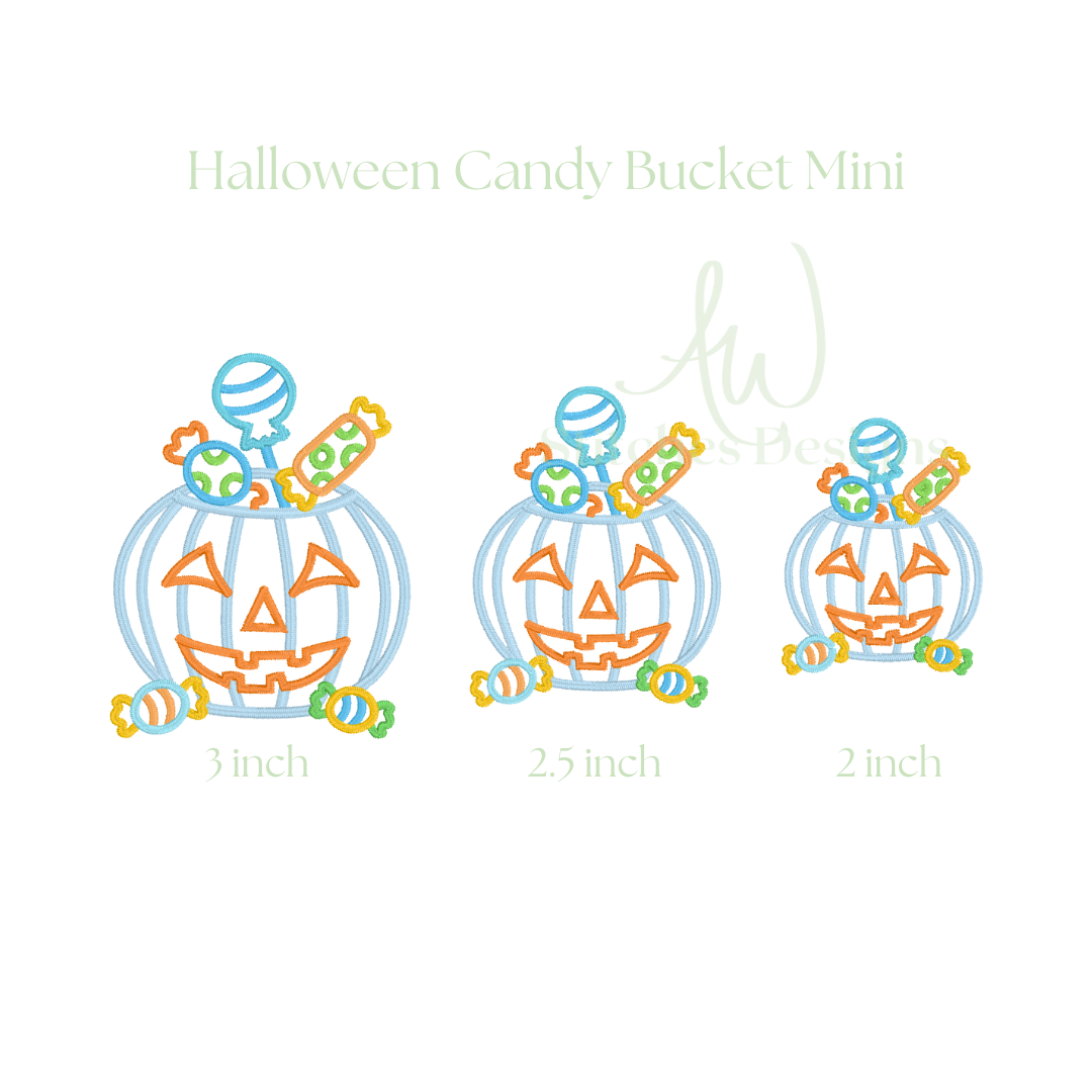 Halloween Trick or Treat Candy Bucket mini satin stitch