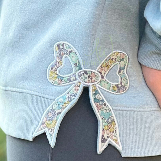 Elegant Classic Bow Appliqué – Satin Stitch Embroidery Design - Sweatshirt Side Bow Applique