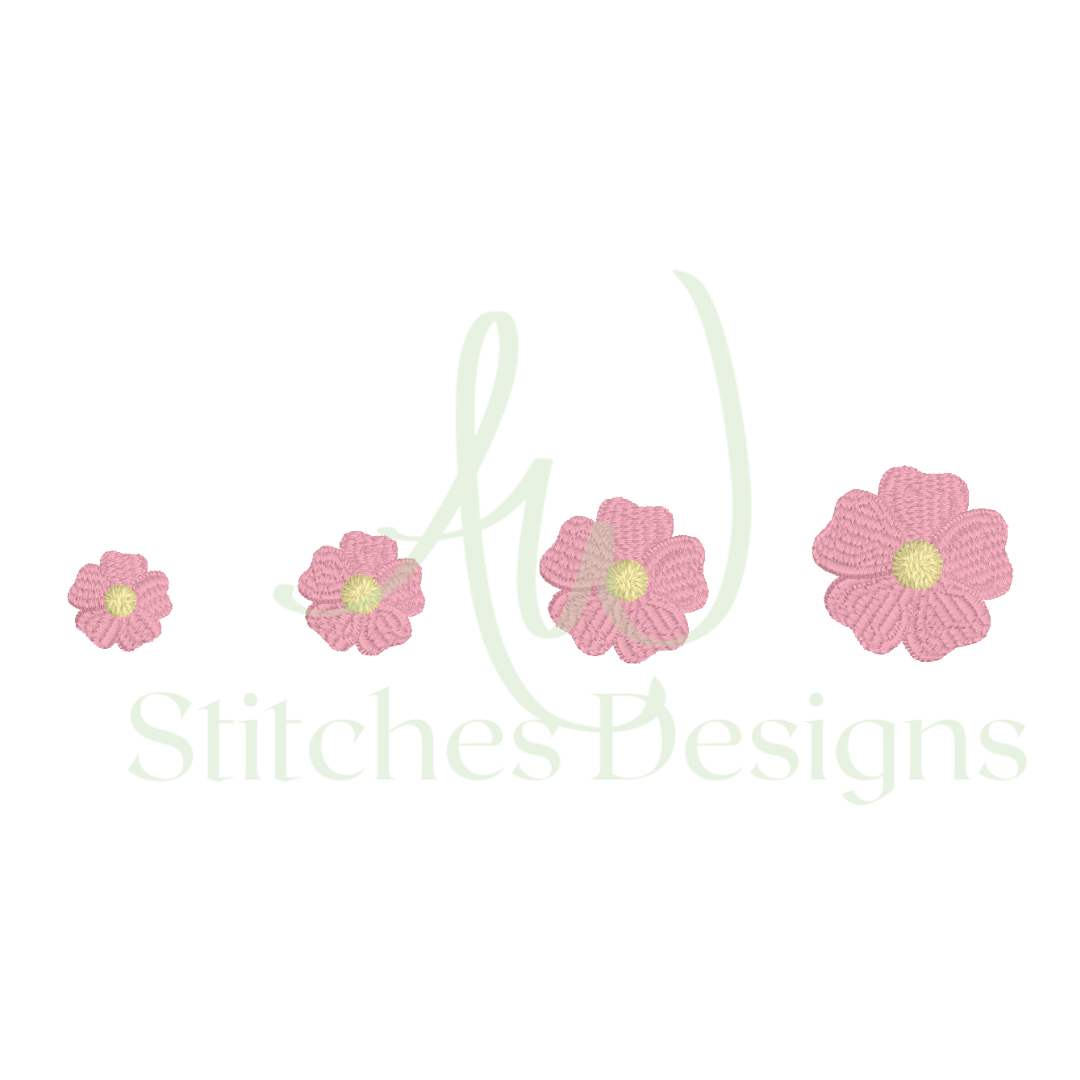 Flower mini satin stitch flower embroidery design file