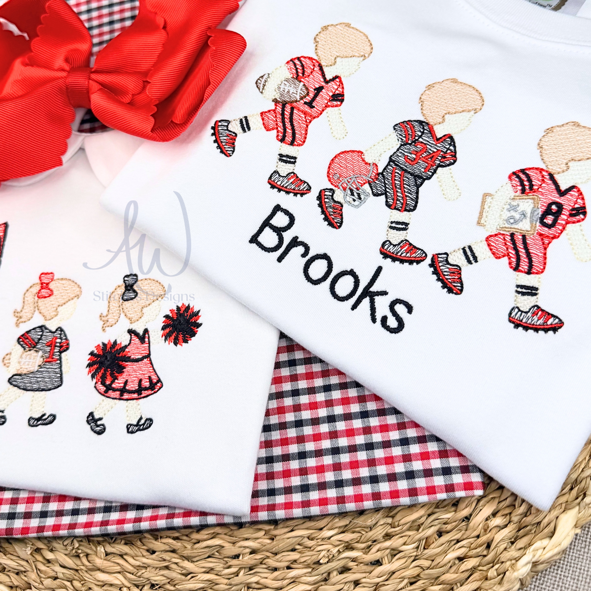 Machine embroidery file formats for football player trio design