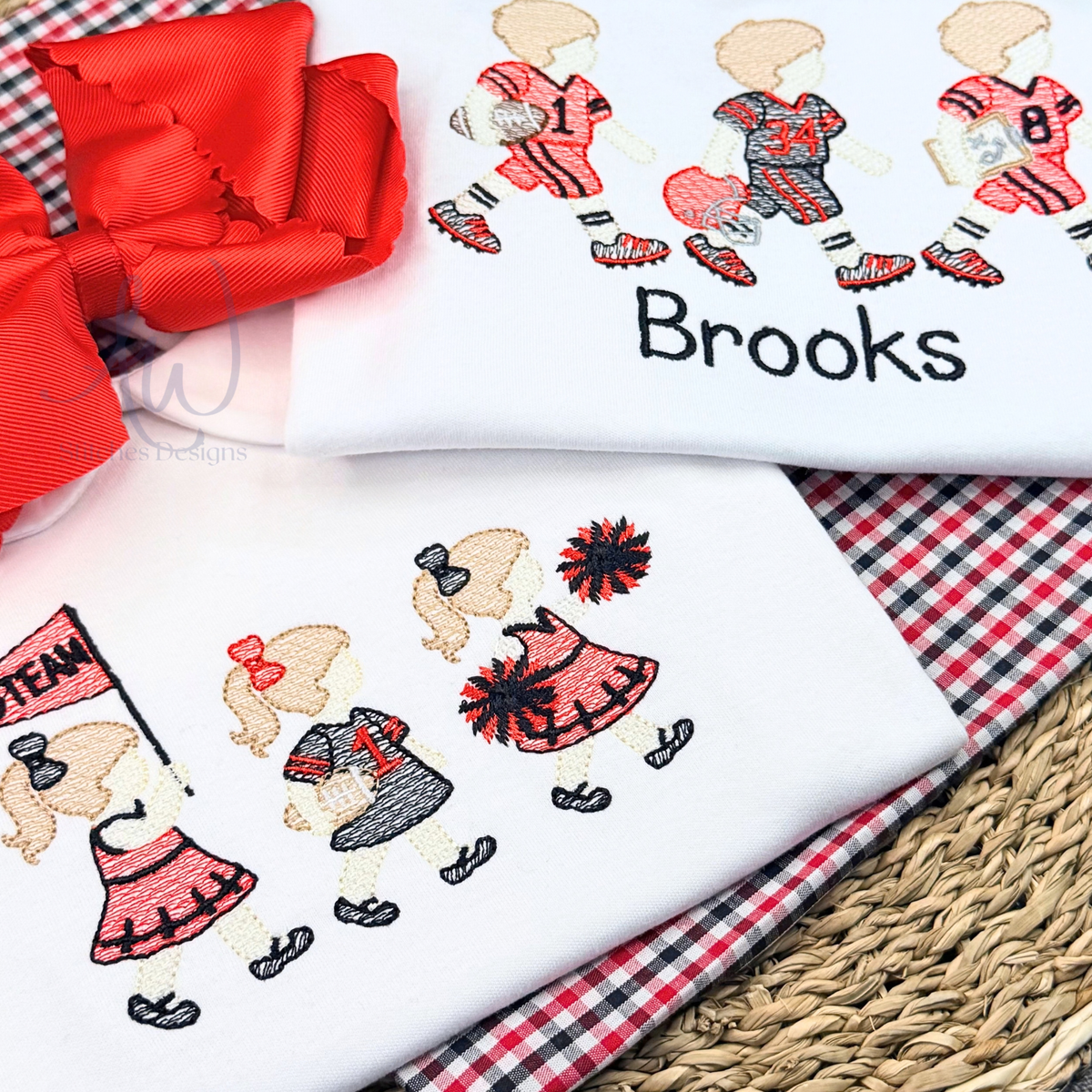Football player trio embroidery hoop size chart