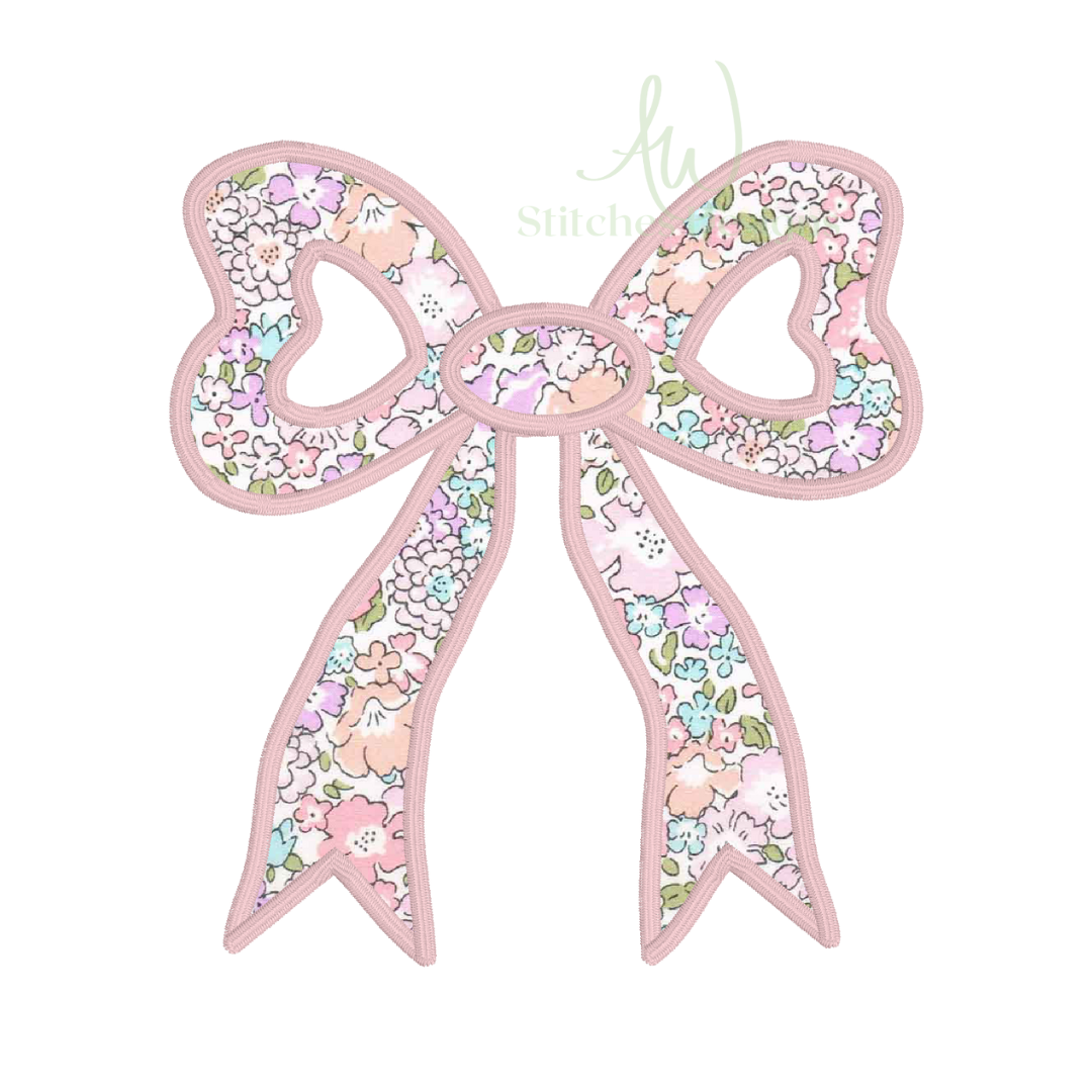 Elegant Classic Bow satin stitch applique embroidery design