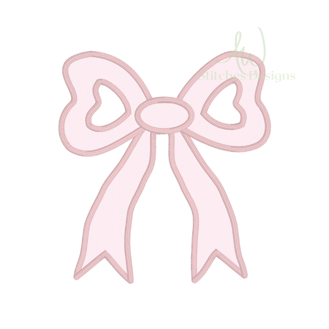 Elegant Classic Bow satin stitch applique embroidery design