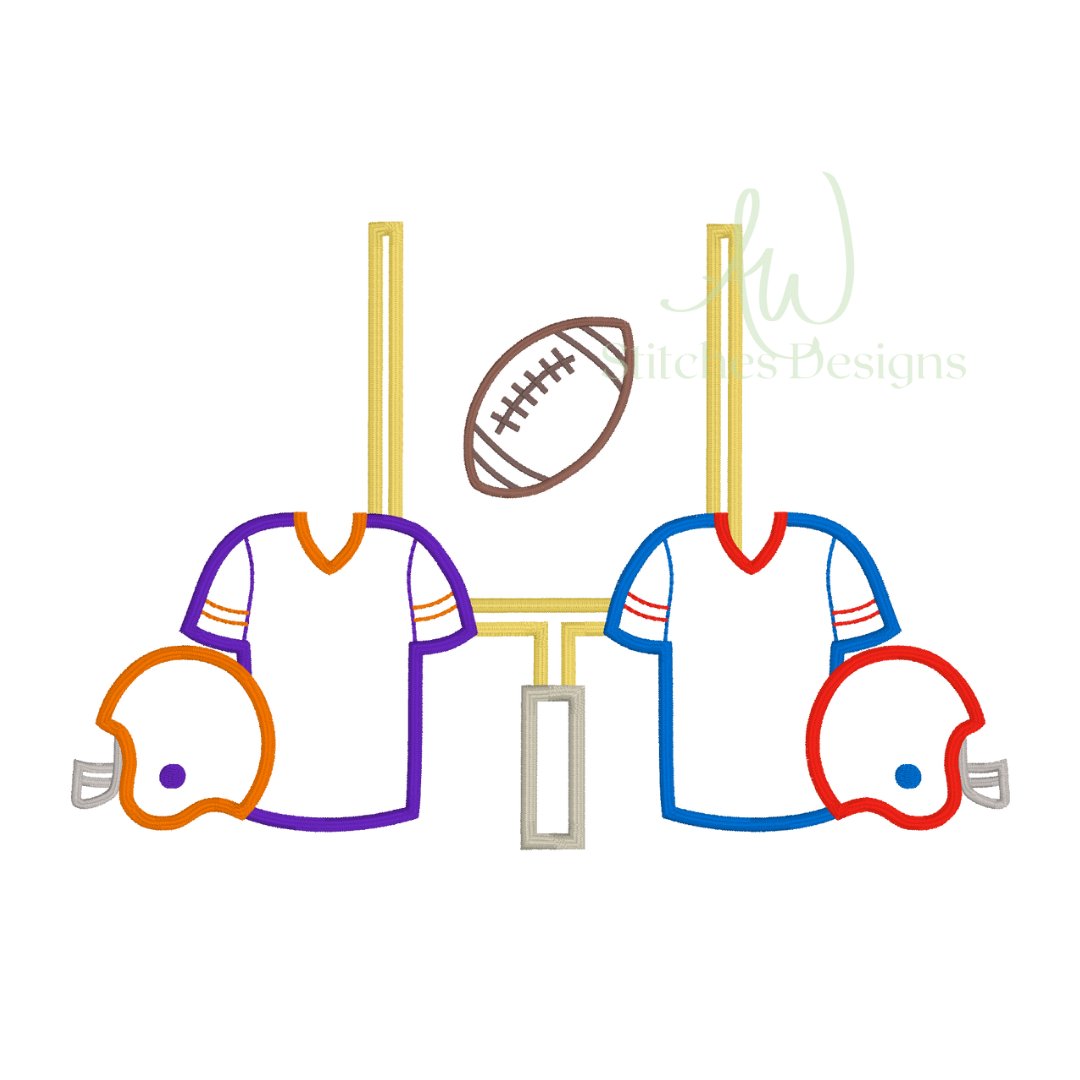 Football Game Day House Divided satin stitch outline