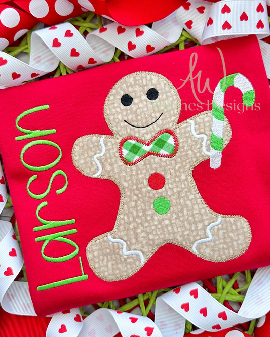 Christmas Gingerbread Boy zig zag applique embroidery design file