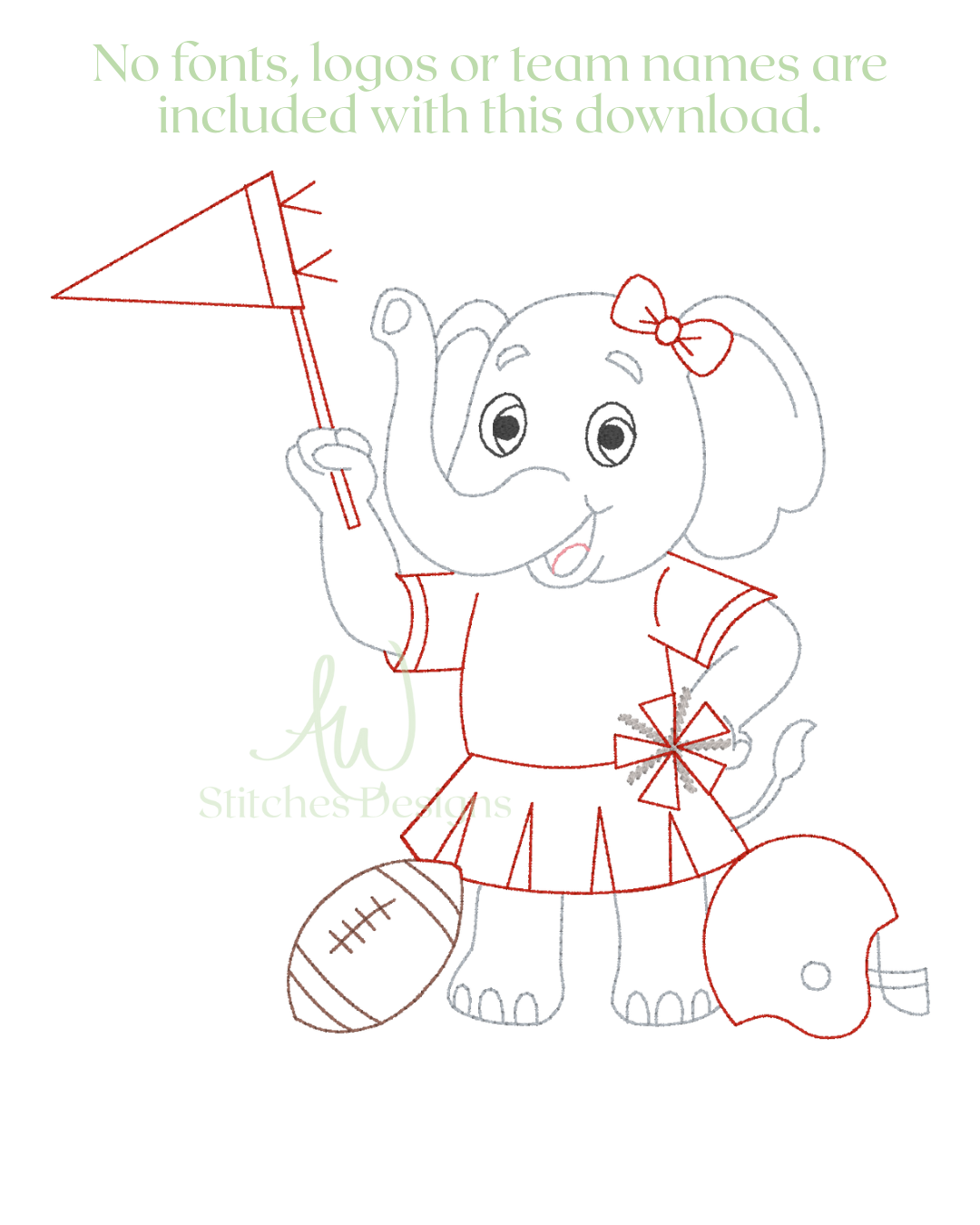 Vintage Alabama Football with Bow Embroidery Design