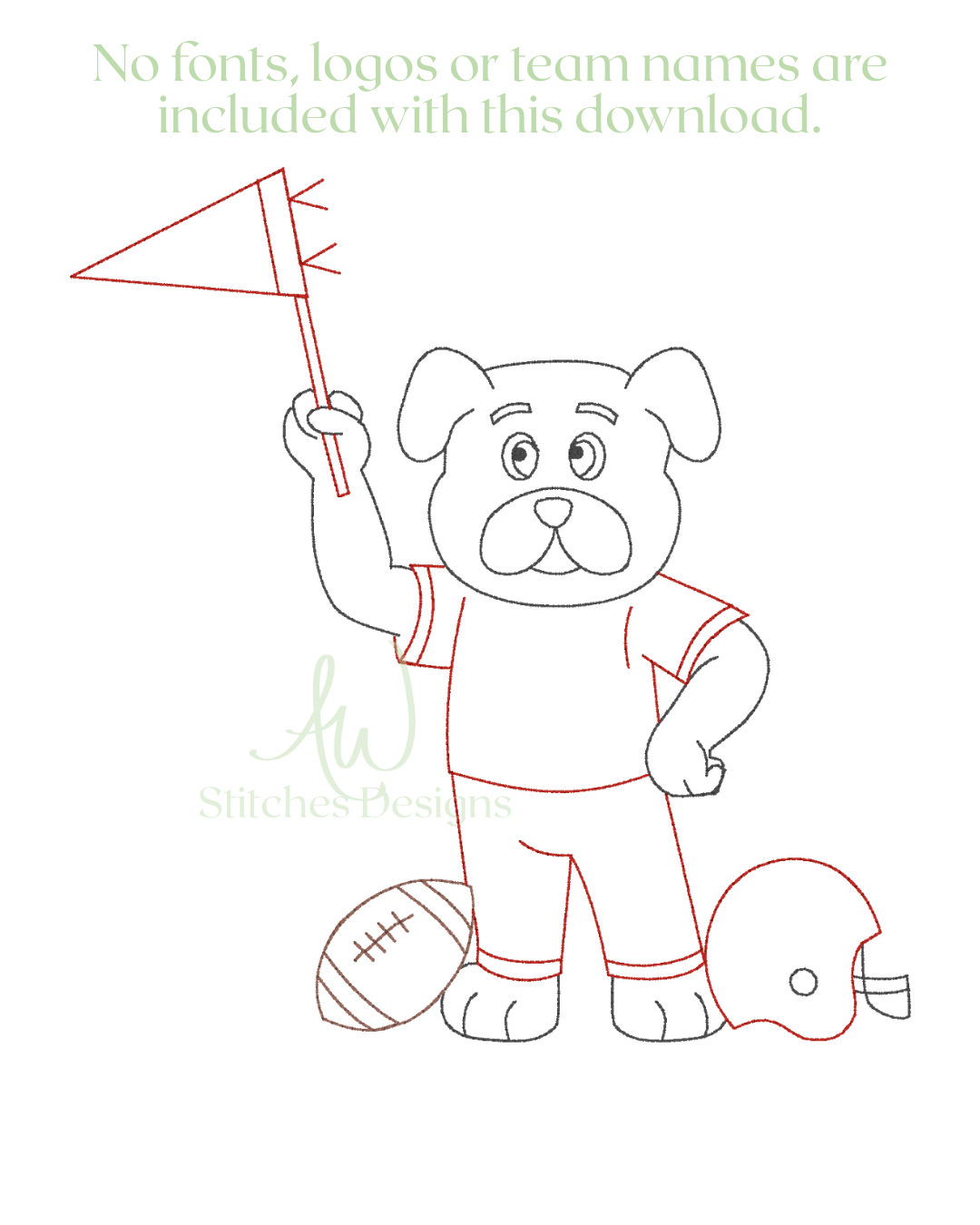 Bulldog Football Embroidery Design
