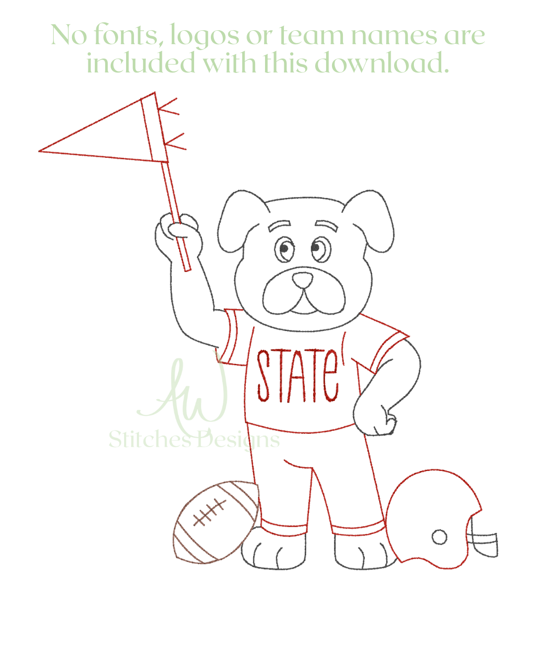 Bulldog Football Embroidery Design