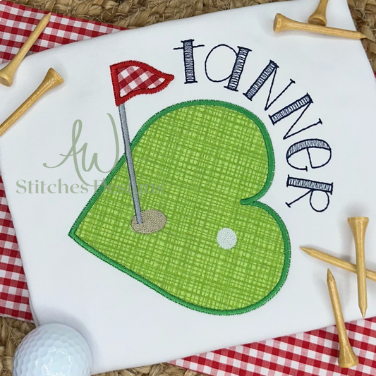 Golf Heart Satin Stitch Applique