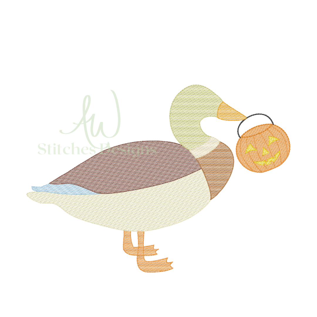 Halloween Mallard sketch stitch machine embroidery design file