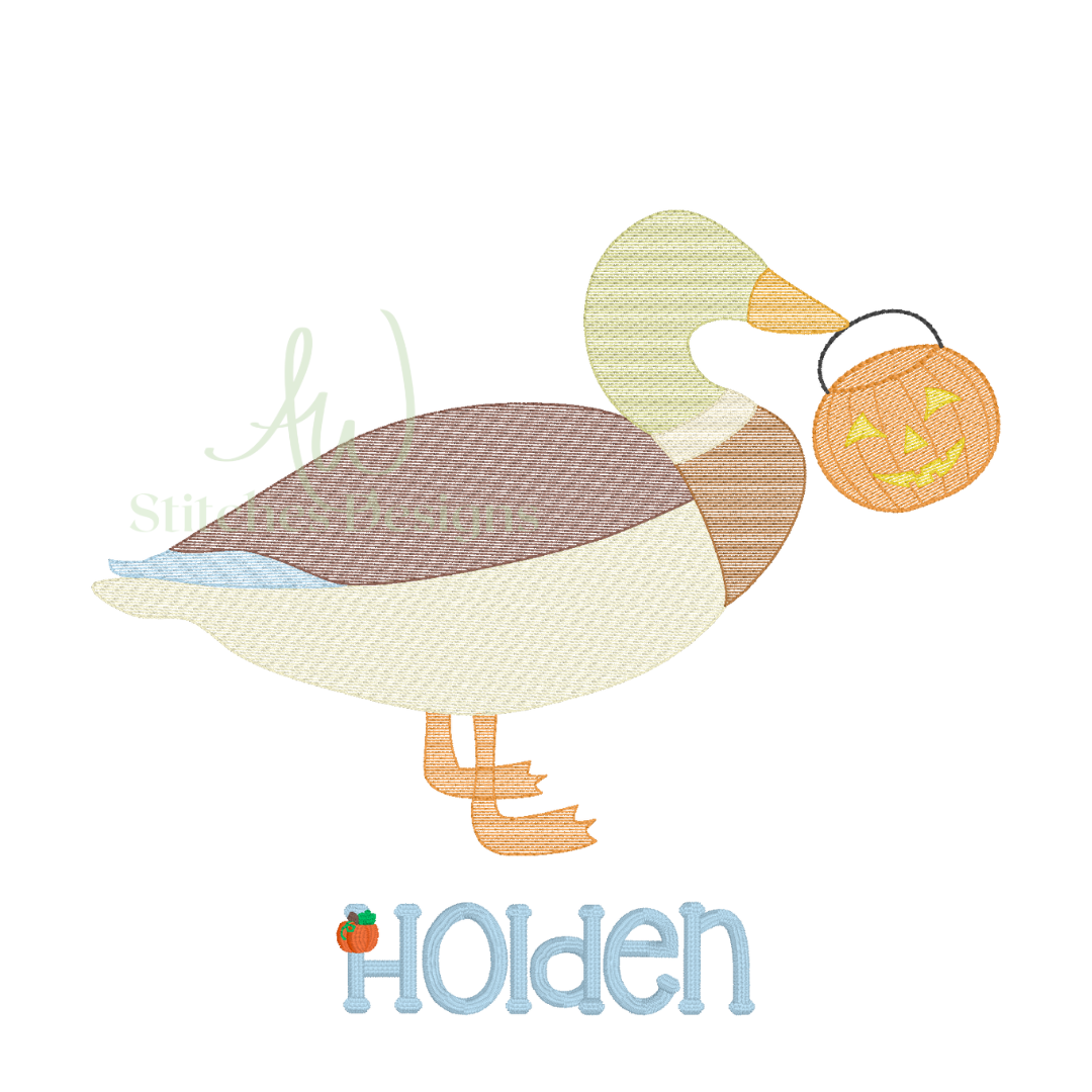 Halloween Mallard sketch stitch machine embroidery design file