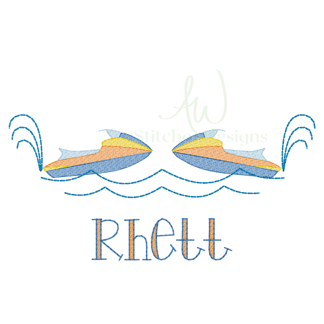 Jet Ski machine embroidery design file