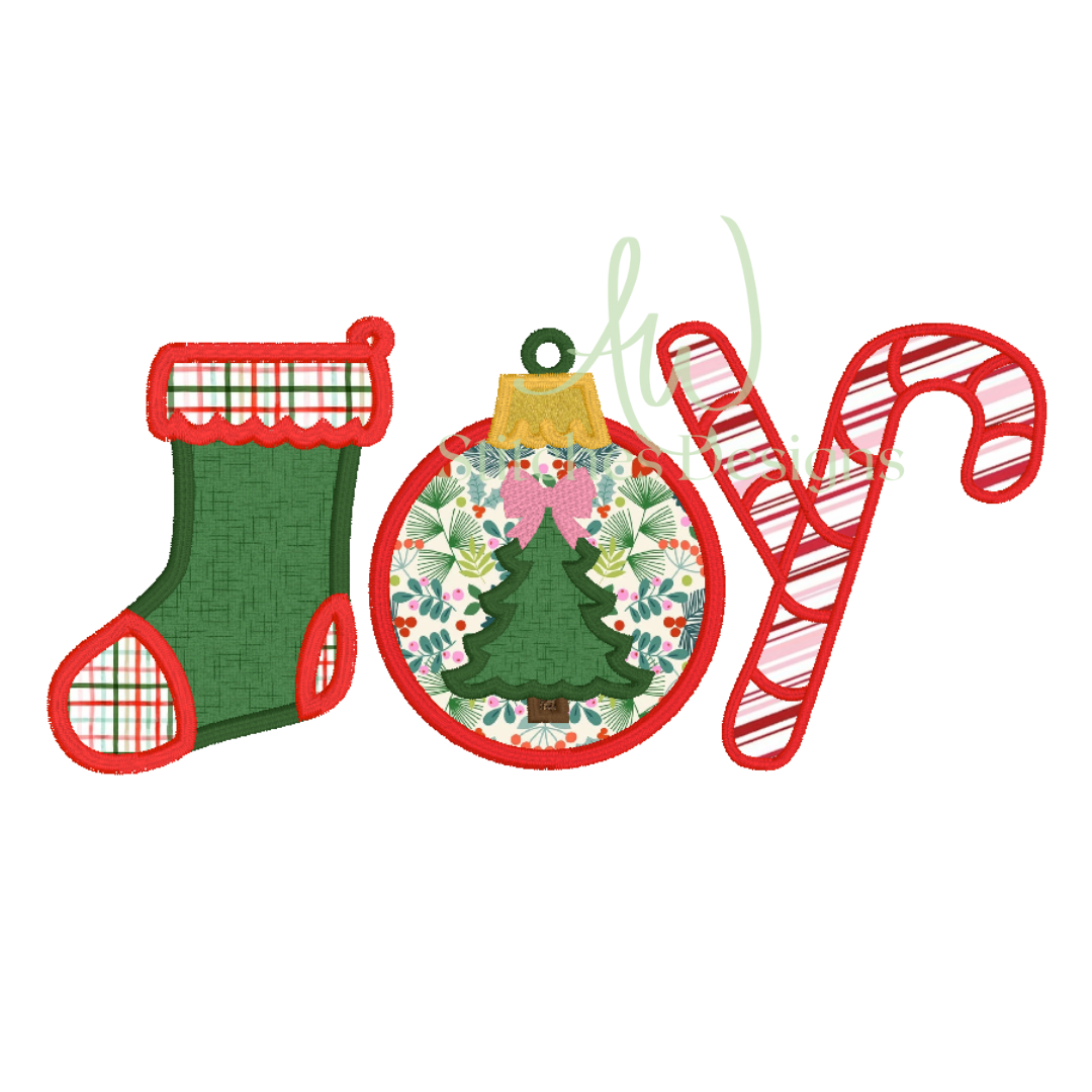 JOY Christmas Satin Stitch Appliqué for Machine Embroidery design file