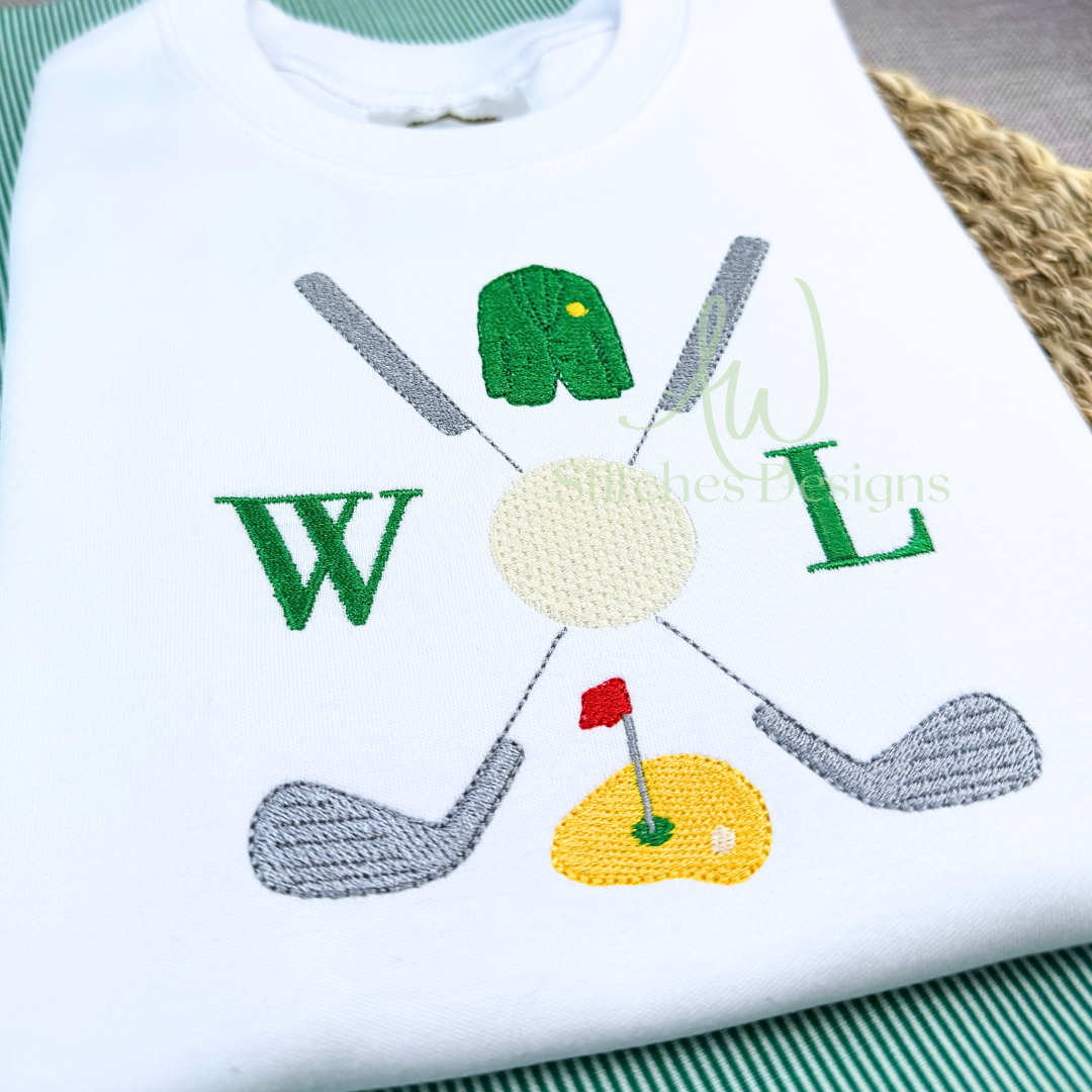 Golf Tournament Green Jacket monogram frame machine embroidery design file