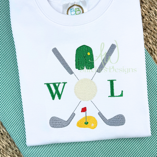 Golf Tournament Green Jacket monogram frame machine embroidery design file