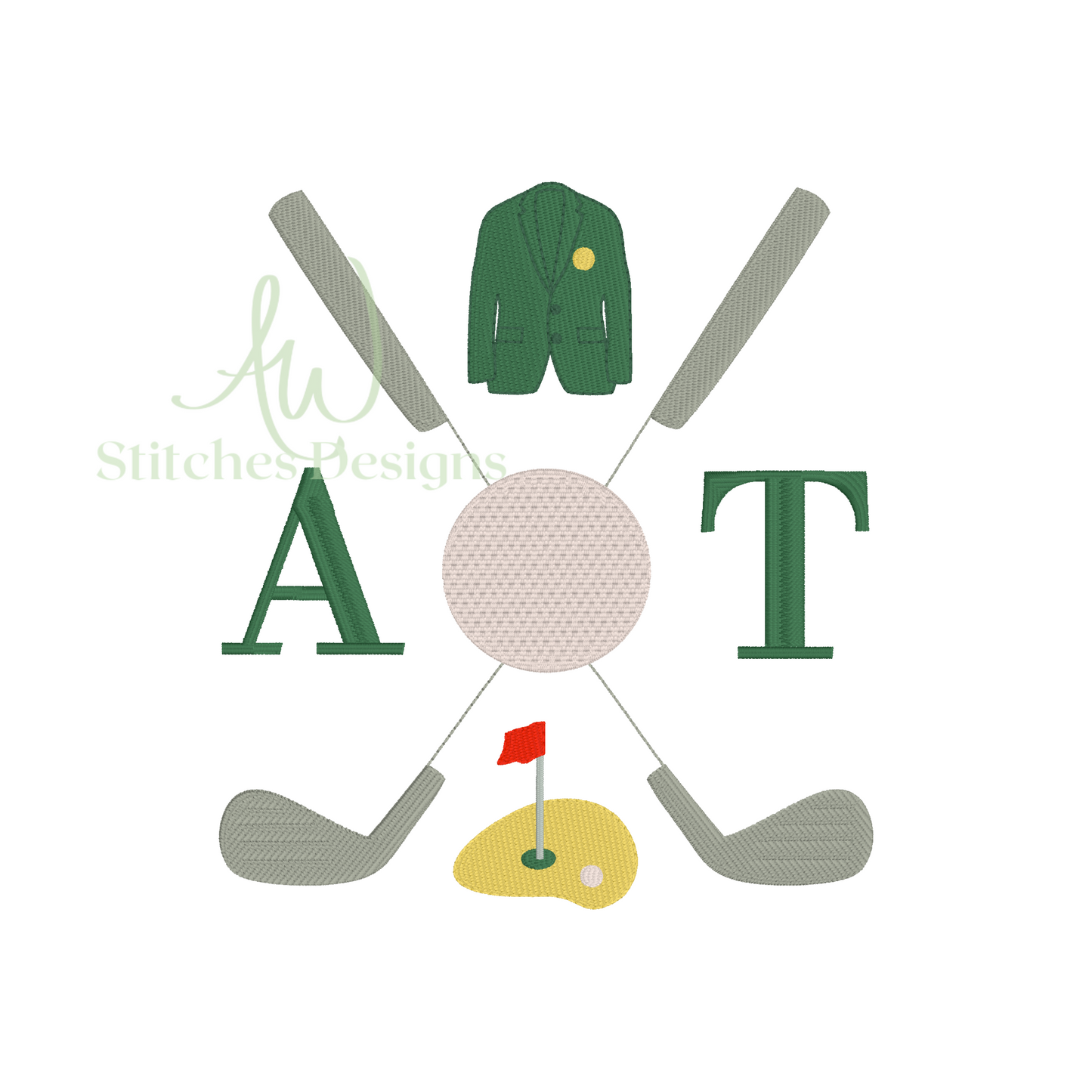 Golf Tournament Green Jacket monogram frame machine embroidery design file