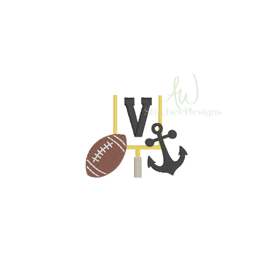 Anchor Football Game Day mini fill stitch machine embroidery design file