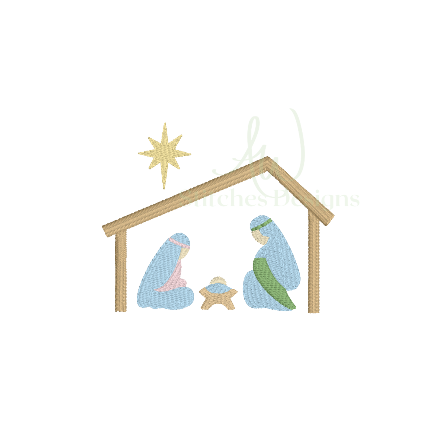Mini nativity embroidery design file