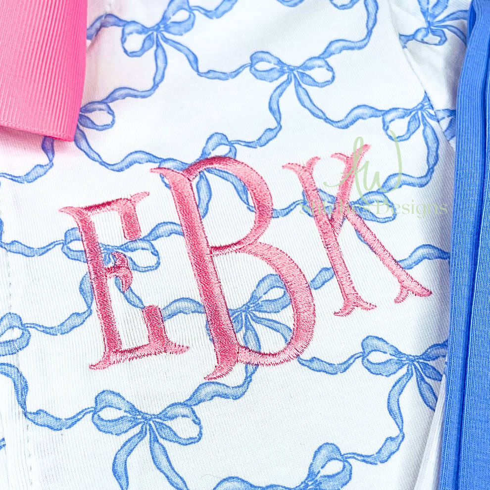 Fishtail monogram satin stitch font machine embroidery design with BX ...