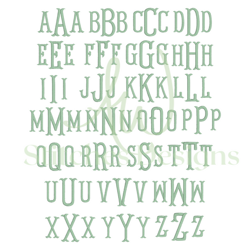 Fishtail monogram satin stitch font machine embroidery design with BX ...
