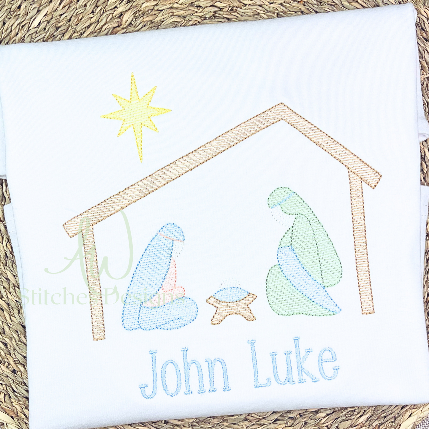 Nativity Christmas manger light fill sketch stitch machine embroidery design file