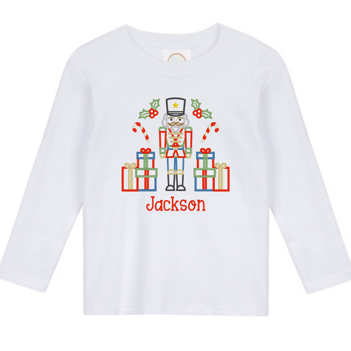 Nutcracker with Christmas presents satin stitch machine embroidery design file