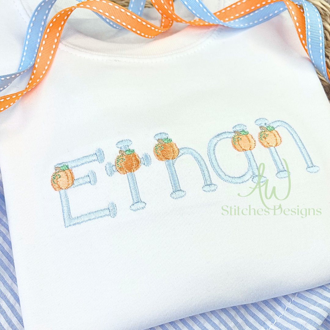 Pumpkin patch satin stitch font