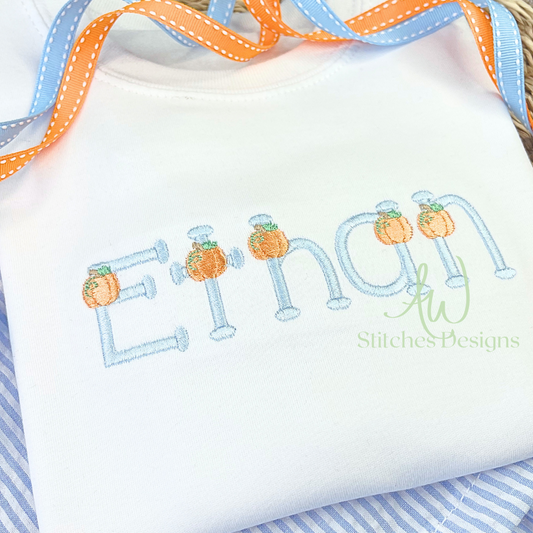 Pumpkin patch satin stitch font