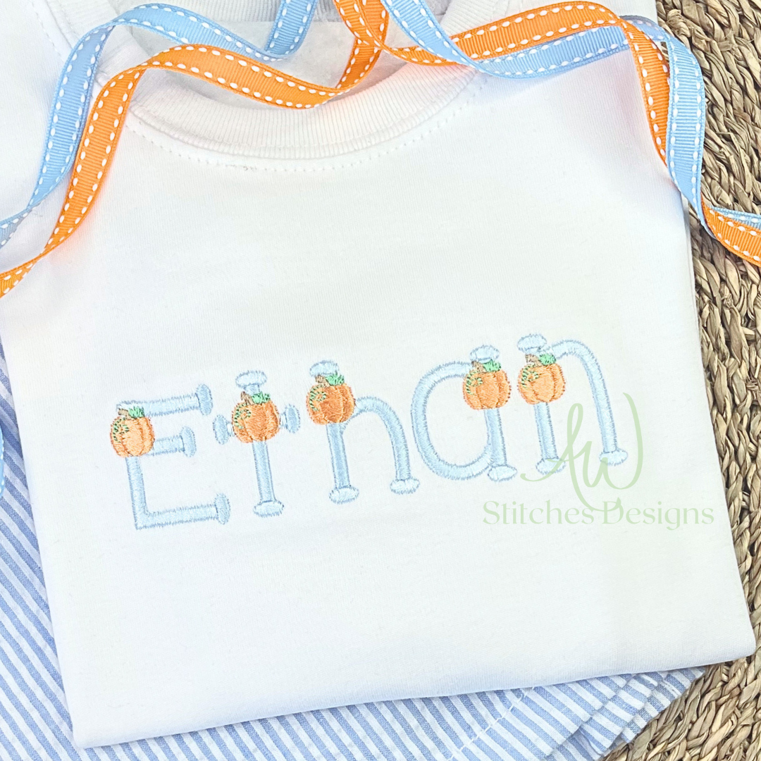 Pumpkin patch satin stitch font