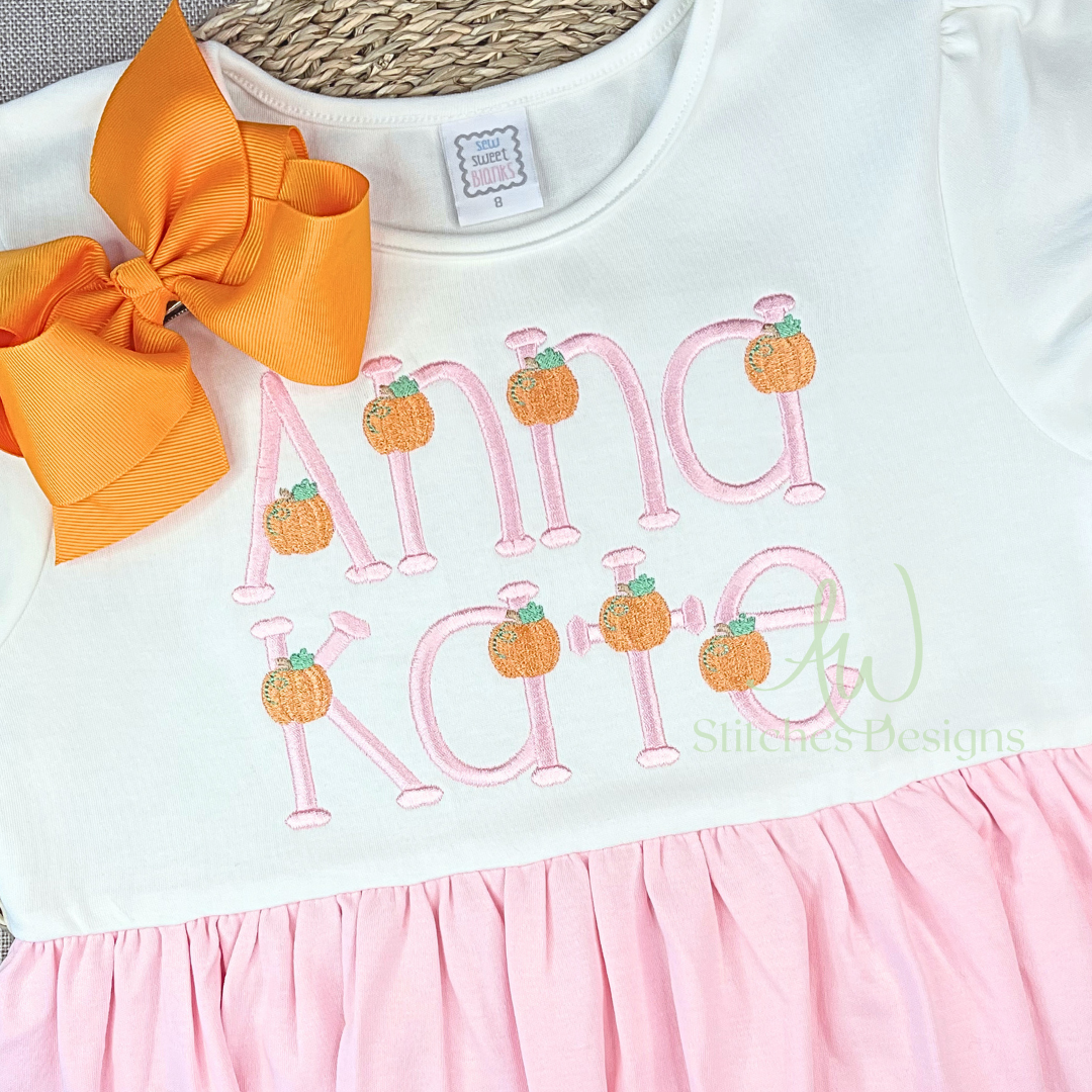 Pumpkin patch satin stitch font