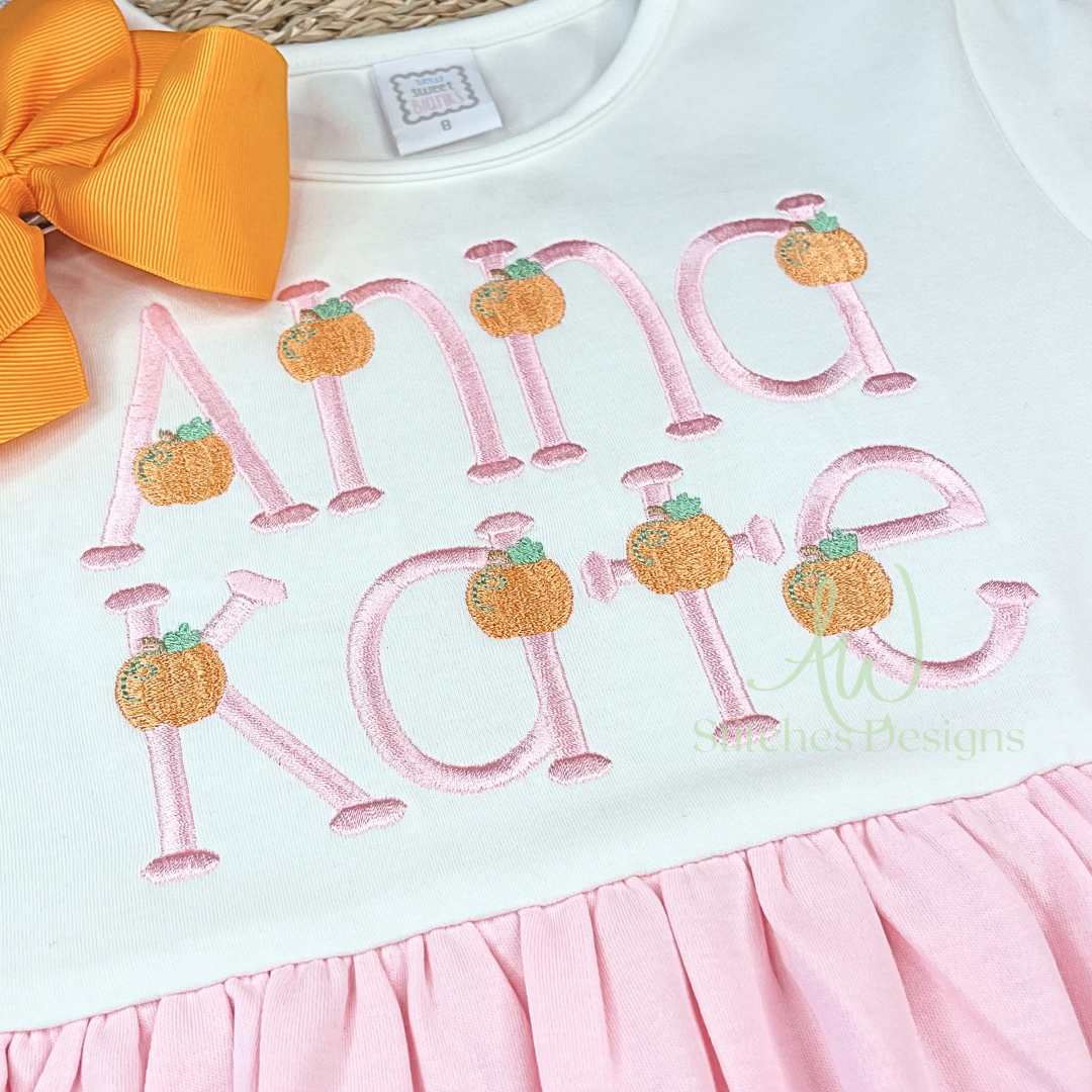 Pumpkin patch satin stitch font