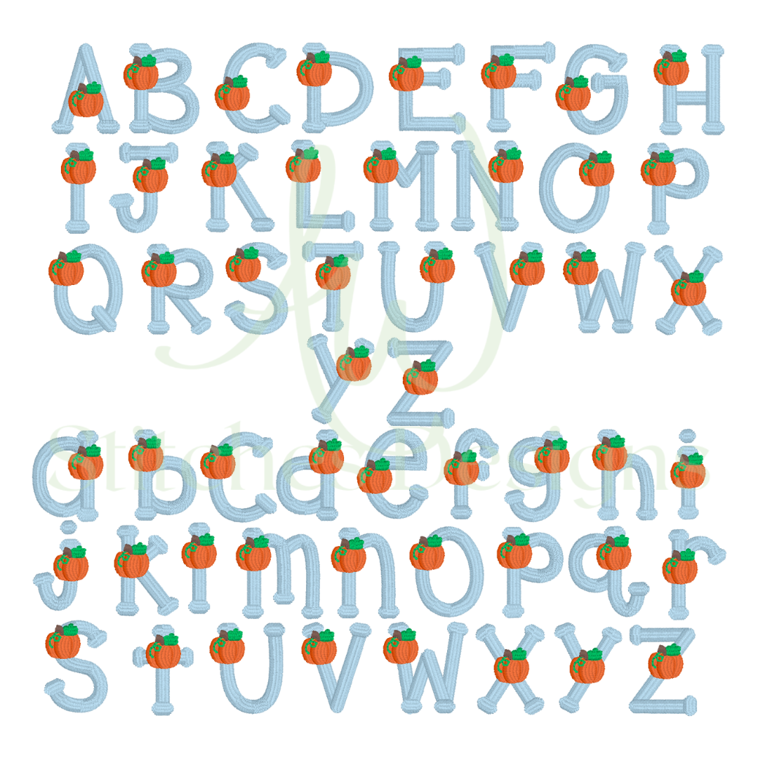 Pumpkin patch satin stitch font