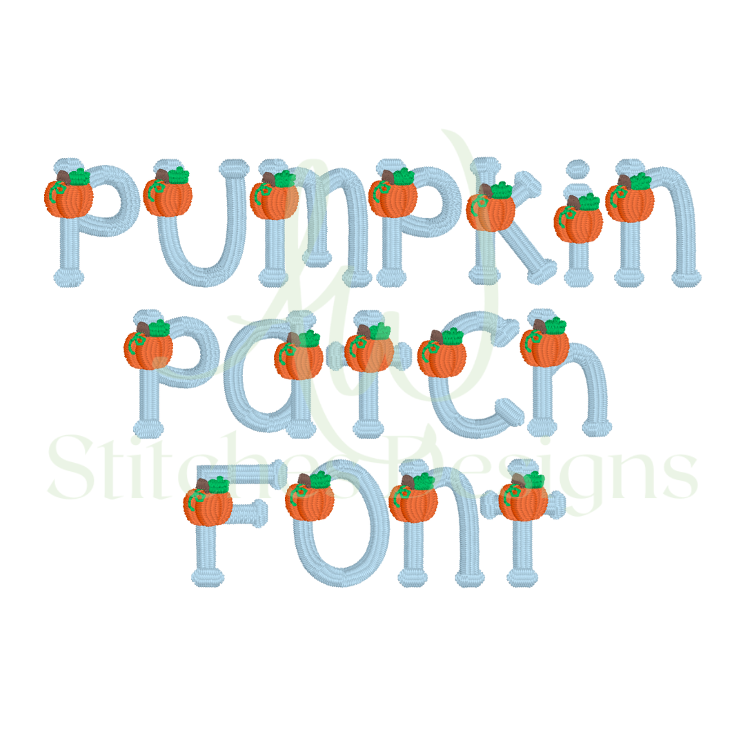 Pumpkin patch satin stitch font